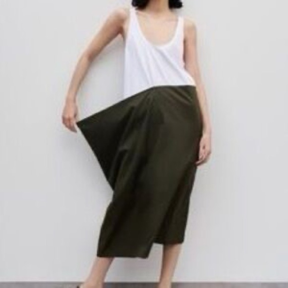 Olive A-Line Midi Skirt - Women's Casual